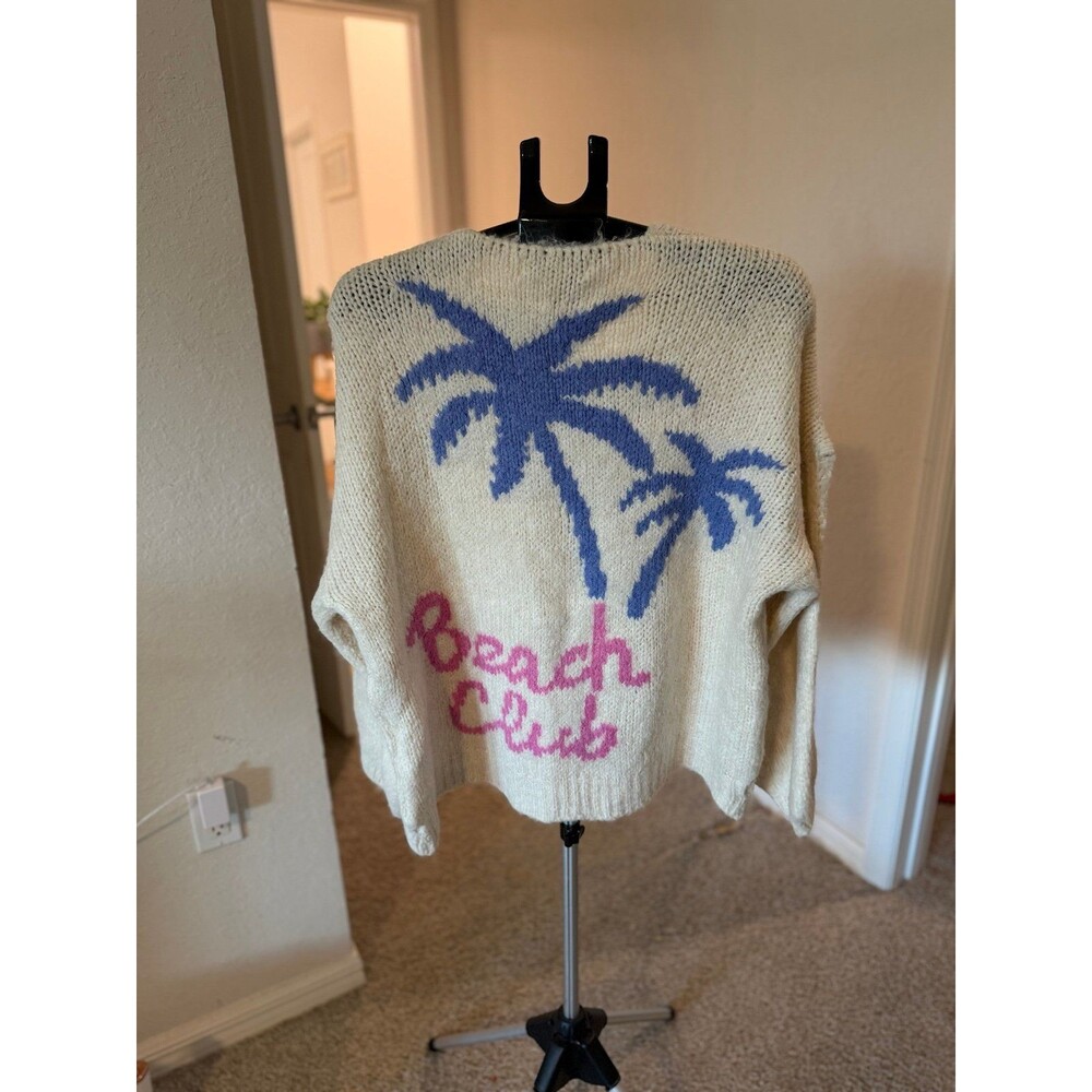 Vintage Havana Beach Club Oversized Tie-Front Sweater One Size - Picture 3 of 8
